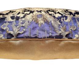 Blue Purple & Gold Silk Jacquard Rubelli Fabric Throw Pillow Cushion Cover Les Indes Galantes Pattern - Handmade in Italy - thumbnail 2