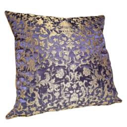 Blue Purple & Gold Silk Jacquard Rubelli Fabric Throw Pillow Cushion Cover Les Indes Galantes Pattern - Handmade in Italy - thumbnail 3