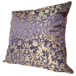 Blue Purple & Gold Silk Jacquard Rubelli Fabric Throw Pillow Cushion Cover Les Indes Galantes Pattern - Handmade in Italy - thumbnail 4