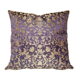 Blue Purple & Gold Silk Jacquard Rubelli Fabric Throw Pillow Cushion Cover Les Indes Galantes Pattern - Handmade in Italy