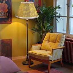 Gold Paisley Fabric Lampshade Handmade in The UK For Table & Floor Standard Lamp Shades, Ceiling Lights, Clip On Wall Lights - thumbnail 3