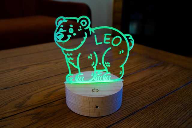 Bear Night Light With Custom Name/Personalized Kids Forest Animals Birthday Gift - image 1