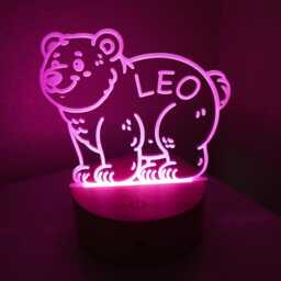Bear Night Light With Custom Name/Personalized Kids Forest Animals Birthday Gift - thumbnail 3