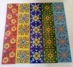 Blue Pottery Ceramic Tiles Floral Art Wall Tile Set - 3x3 Inch - thumbnail 4