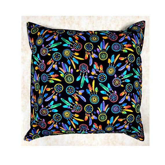 Dreamcatchers + Feathers in Bright & Vibrant Colours Designer Cushion Cover Fits An 18 - image 1