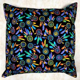 Dreamcatchers + Feathers in Bright & Vibrant Colours Designer Cushion Cover Fits An 18 - thumbnail 2