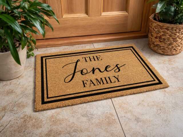 The Jones Family Custom Mat - Elegant Cursive Welcome Rug Entryway D??cor - image 1