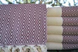 "Maroon & Cream Towel, 40""x70"