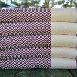 "Maroon & Cream Towel, 40""x70" - thumbnail 2