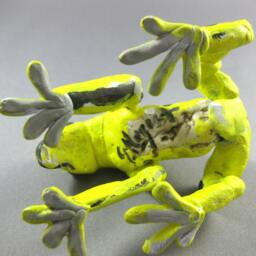 Hand Painted River Stone Frog Sculpture, Signed G. Negret - thumbnail 4