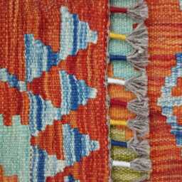 Colourful Runner Rug, Handmade Artisan Afghan Turkish, Scandinavian, Navajo, Bohemian, Wool Flatweave Multicolour Kilim Rug 188x60 cm - thumbnail 3