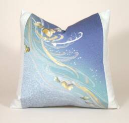 Hand-Painted Leaves Silk Kimono Pillow Cover Vintage Japanese Accent - thumbnail 1