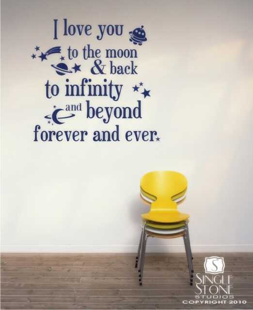 Moon & Back Nursery Wall Decal Space Quote Decor - image 1