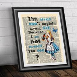 Alice in Wonderland Art Print Funny Quote On Vintage Dictionary Page - thumbnail 2