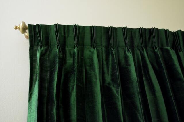 Green Colored Silk Drapes in Rich Raw/Dupioni - image 1