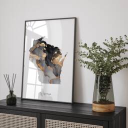 Wisconsin Map Black & Gold Wall Art Print Us State - Usa United States Of America - thumbnail 1