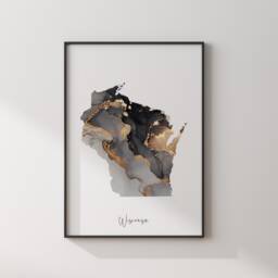 Wisconsin Map Black & Gold Wall Art Print Us State - Usa United States Of America - thumbnail 3