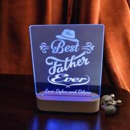 Personalized Acrylic Led Night Light Engraved Wooden Base, Usb Powered