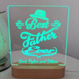 Personalized Acrylic Led Night Light Engraved Wooden Base, Usb Powered - thumbnail 4