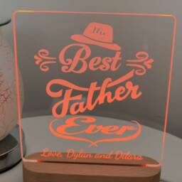 Personalized Acrylic Led Night Light Engraved Wooden Base, Usb Powered - thumbnail 3