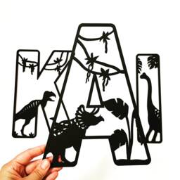Dinosaur Name Sign - Wooden Dino Letters Personalised Plaque Custom Decor Theme Bedroom Wall Art - thumbnail 1