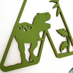Dinosaur Name Sign - Wooden Dino Letters Personalised Plaque Custom Decor Theme Bedroom Wall Art - thumbnail 3