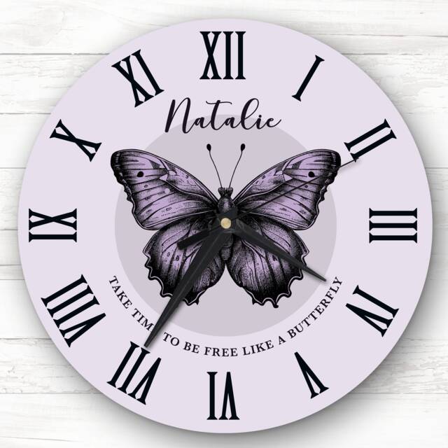 Purple Butterfly Be Free Personalised Gift Clock - image 1