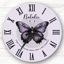 Purple Butterfly Be Free Personalised Gift Clock