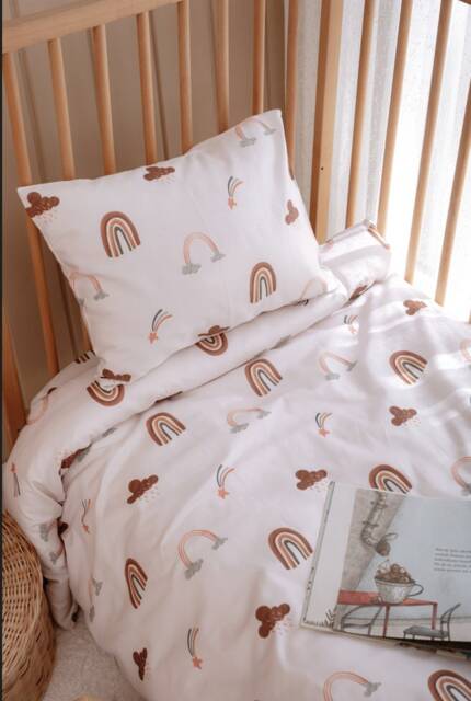 Rainbow Duvet Cover Set, Crib Baby Bedding, Boho Nursery Toddler Twin Size Bed Sheets - image 1