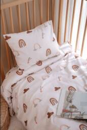 Rainbow Duvet Cover Set, Crib Baby Bedding, Boho Nursery Toddler Twin Size Bed Sheets - thumbnail 1