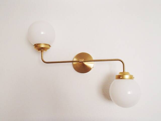 Brass Wall Lighting - Modern Sconce Contemporary Globe Shade Offset Bathroom Light Vanity Living Room Hallway Ul Listed - image 1