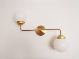 Brass Wall Lighting - Modern Sconce Contemporary Globe Shade Offset Bathroom Light Vanity Living Room Hallway Ul Listed