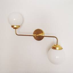 Brass Wall Lighting - Modern Sconce Contemporary Globe Shade Offset Bathroom Light Vanity Living Room Hallway Ul Listed - thumbnail 3