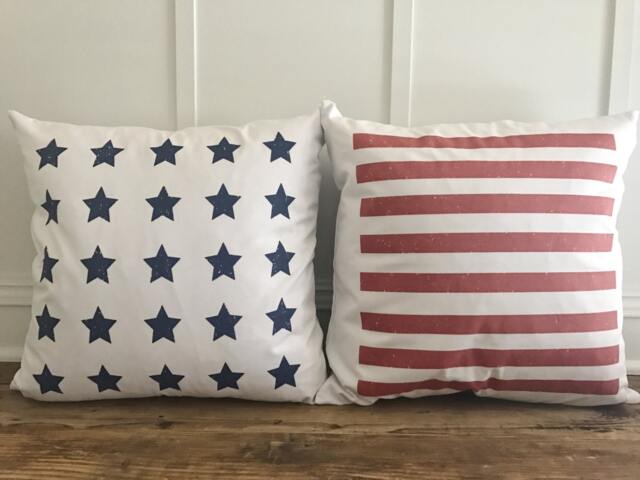 American Flag Pillow Cover Set - Linen 4Th Of July Decor - image 1