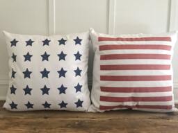 American Flag Pillow Cover Set - Linen 4Th Of July Decor - thumbnail 1