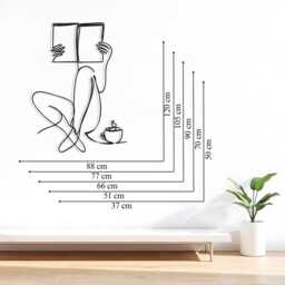 Coffee & Books Metal Wall Art, Cozy Nook Decor, Reader Gift, Minimalist Line - thumbnail 3