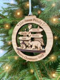 Personalised Family Christmas Ornament 3D Layered Wooden Bauble - thumbnail 1