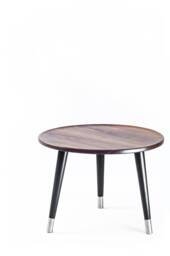 Oval Side Table, Coffe Walnut Top & Wooden Tapered Legs With Metal Ferules