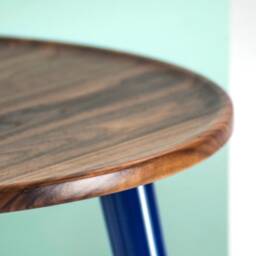 Oval Side Table, Coffe Walnut Top & Wooden Tapered Legs With Metal Ferules - thumbnail 3