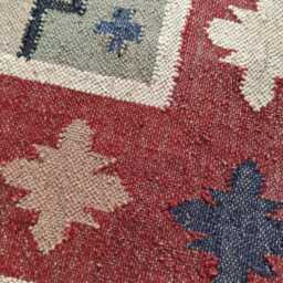 Bespoke Wool Jute Kilim Rug - Tribal Medallion Flatweave With Red Border Geometric Floor Decor - thumbnail 3