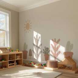 Boho Cactus Wall Stickers Nursery Decor - Neutral Desert Decals Sage Pink Terracotta Peel & Stick Kids Bedroom - thumbnail 2