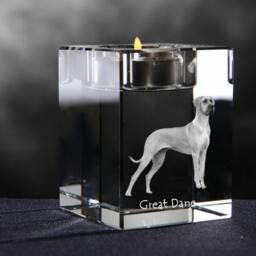 Great Dane, Crystal Candlestick With Dog, Souvenir, Decoration, Limited Edition, Collection - thumbnail 2