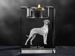 Great Dane, Crystal Candlestick With Dog, Souvenir, Decoration, Limited Edition, Collection - thumbnail 1