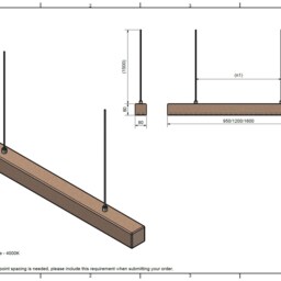 Solid Oak Linear Light - Handmade Wooden Led Chandalier Modern Dining Table Scandinavian Minimalist Ceiling Lamp - thumbnail 4
