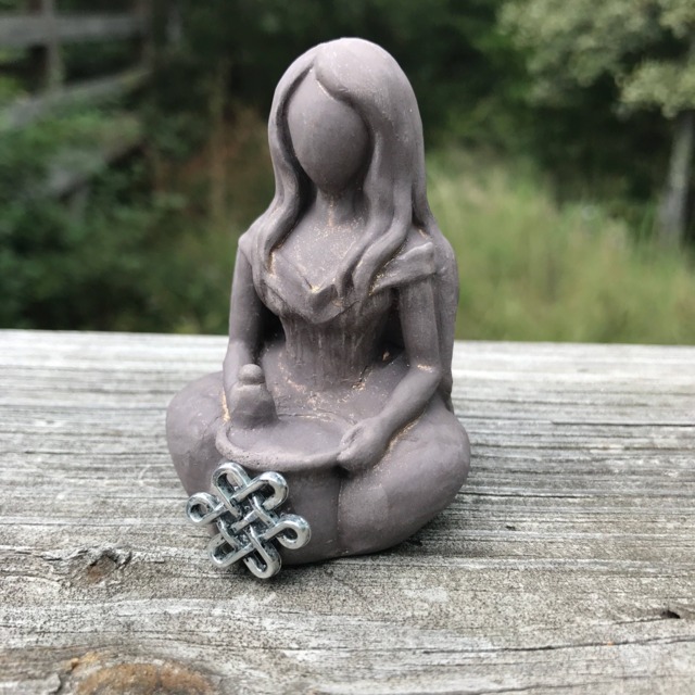 Cerridwen Altar Figurine - Celtic, Goddess Sculpture, Cauldron - image 1