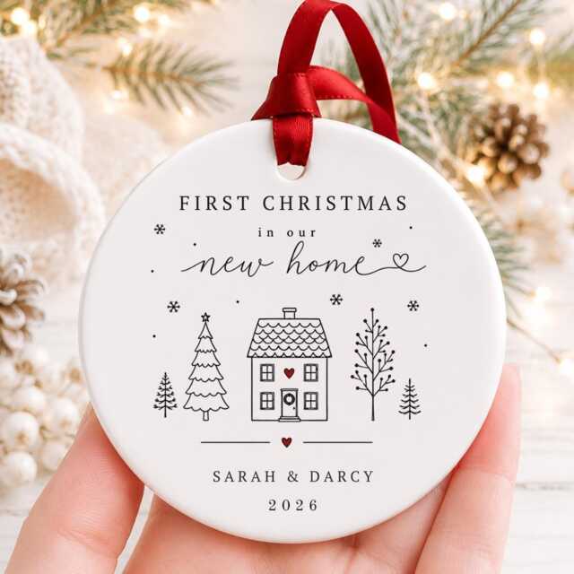 Personalised First Christmas in Our New Home Bauble, House Ornament, Couple Housewarming Gift, Keepsake 2026 - image 1