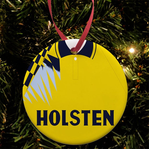 Spurs 1991 Retro Away Shirt Kit Christmas Tree Decoration Bauble Flat Ceramic Great Gift