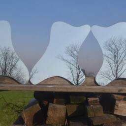 Sun & Cloud Frameless Wall Mirror, Orange Sunburst Wavy Cloud Boho Mirrors, Eclectic Furniture, Sun Decor - thumbnail 4