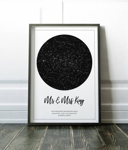 Bespoke Star Map Night Sky Print, Personalised, 1St Anniversary Gift, Wedding Engagement Personalised Gift - image 1