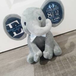 Personalised Baby Gift Elephant Teddy Plush With Birth Stats - thumbnail 2